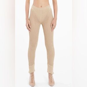 Ruve Loom Pants Beige Crochet Knit pants Women's Small pants Resortwear